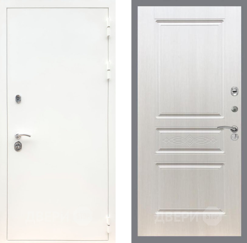 Входная металлическая Дверь Рекс (REX) 5 Белая Шагрень FL-243 Лиственница беж в Дубне