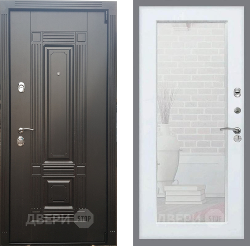 Входная металлическая Дверь Рекс (REX) 9 Зеркало Пастораль Белый ясень в Дубне