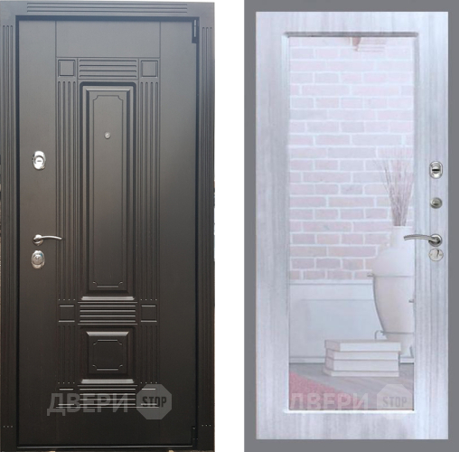 Входная металлическая Дверь Рекс (REX) 9 Зеркало Пастораль Сандал белый в Дубне