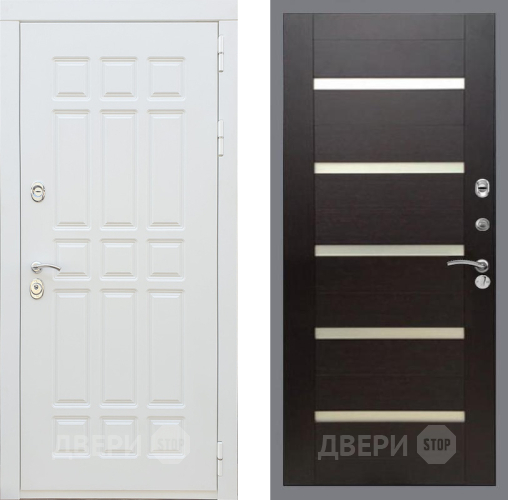 Входная металлическая Дверь Рекс (REX) 8 Силк Сноу СБ-14 стекло белое венге поперечный в Дубне