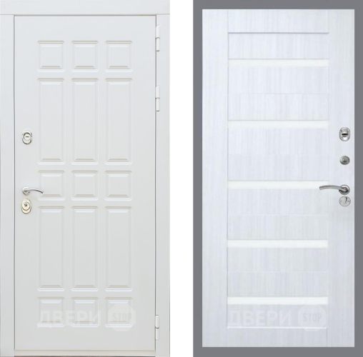 Входная металлическая Дверь Рекс (REX) 8 Силк Сноу СБ-14 стекло белое Сандал белый в Дубне