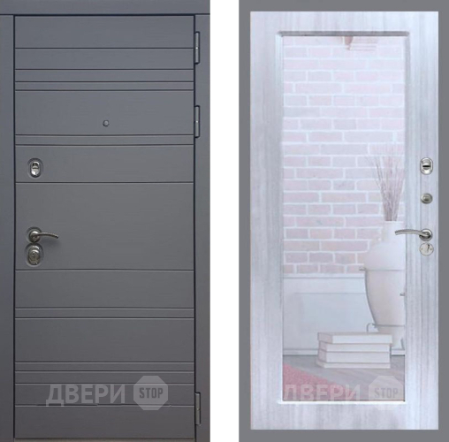 Входная металлическая Дверь Рекс (REX) 14 силк титан Зеркало Пастораль Сандал белый в Дубне