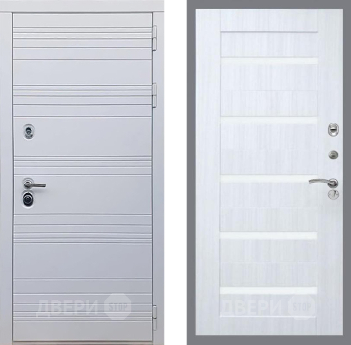 Входная металлическая Дверь Рекс (REX) 14 Силк Сноу СБ-14 стекло белое Сандал белый в Дубне