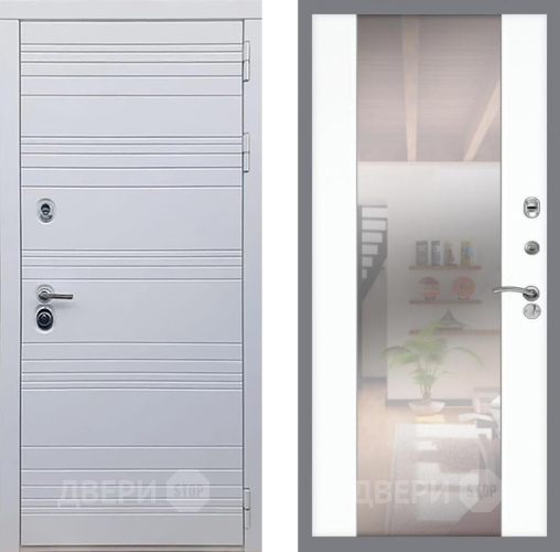 Входная металлическая Дверь Рекс (REX) 14 Силк Сноу СБ-16 Зеркало Силк Сноу в Дубне