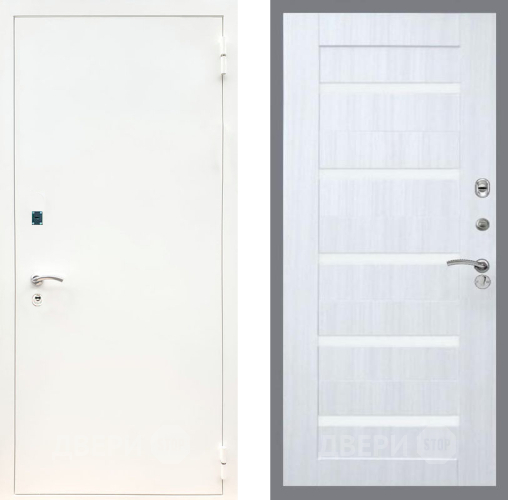 Входная металлическая Дверь Рекс (REX) 1А Белая шагрень СБ-14 стекло белое Сандал белый в Дубне