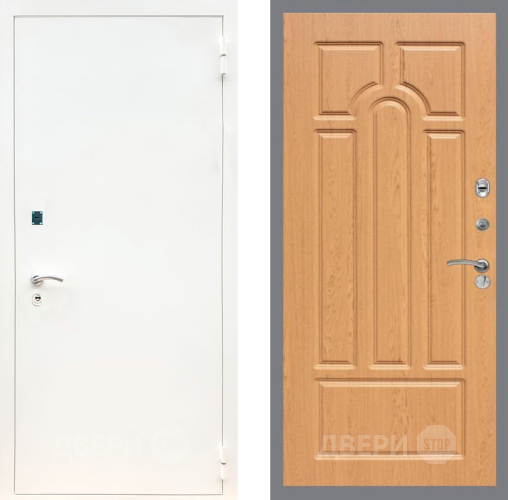 Входная металлическая Дверь Рекс (REX) 1А Белая шагрень FL-58 Дуб в Дубне