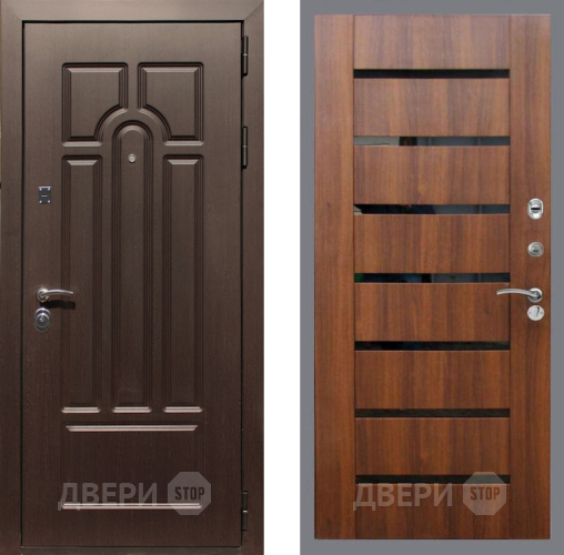 Входная металлическая Дверь Рекс (REX) Эврика СБ-14 стекло черное Орех бренди в Дубне