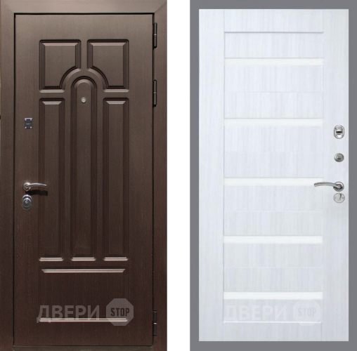 Входная металлическая Дверь Рекс (REX) Эврика СБ-14 стекло белое Сандал белый в Дубне