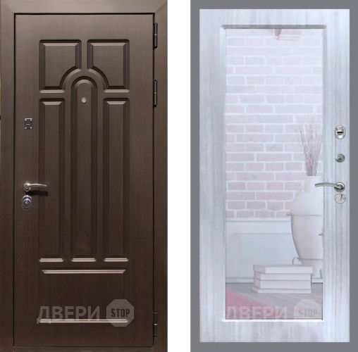 Входная металлическая Дверь Рекс (REX) Эврика Зеркало Пастораль Сандал белый в Дубне