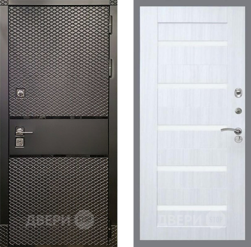 Дверь Рекс (REX) 15 Черный Кварц СБ-14 стекло белое Сандал белый в Дубне