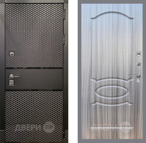 Входная металлическая Дверь Рекс (REX) 15 Черный Кварц FL-128 Сандал грей в Дубне