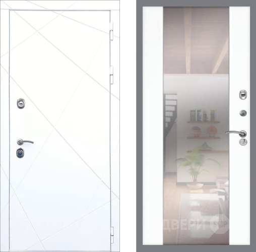 Входная металлическая Дверь Рекс (REX) 13 Силк Сноу СБ-16 Зеркало Силк Сноу в Дубне