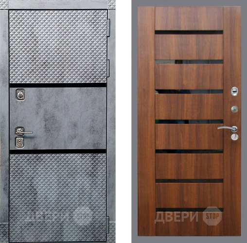 Входная металлическая Дверь Рекс (REX) 15 Бетон Темный СБ-14 стекло черное Орех бренди в Дубне