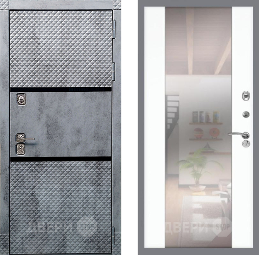 Входная металлическая Дверь Рекс (REX) 15 Бетон Темный СБ-16 Зеркало Силк Сноу в Дубне