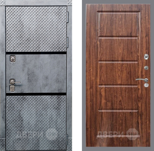 Входная металлическая Дверь Рекс (REX) 15 Бетон Темный FL-39 орех тисненый в Дубне