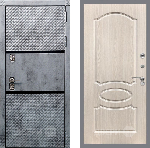 Входная металлическая Дверь Рекс (REX) 15 Бетон Темный FL-128 Беленый дуб в Дубне