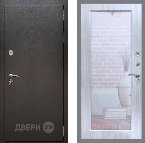 Входная металлическая Дверь Рекс (REX) 5 Серебро Антик Зеркало Пастораль Сандал белый в Дубне