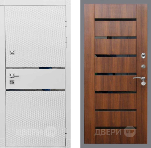 Входная металлическая Дверь Рекс (REX) 15 Силк Сноу СБ-14 стекло черное Орех бренди в Дубне