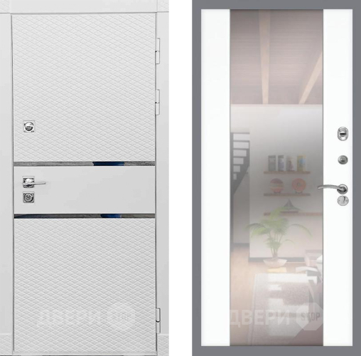 Входная металлическая Дверь Рекс (REX) 15 Силк Сноу СБ-16 Зеркало Силк Сноу в Дубне