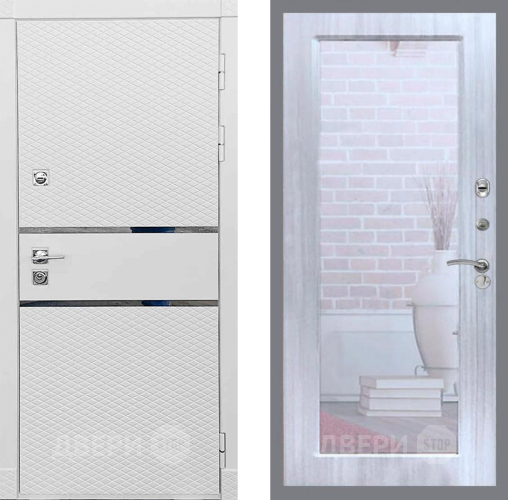 Дверь Рекс (REX) 15 Силк Сноу Зеркало Пастораль Сандал белый в Дубне