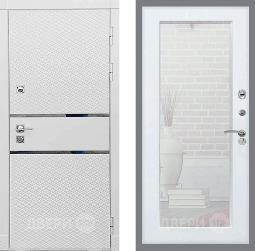 Входная металлическая Дверь Рекс (REX) 15 Силк Сноу Зеркало Пастораль Силк Сноу в Дубне