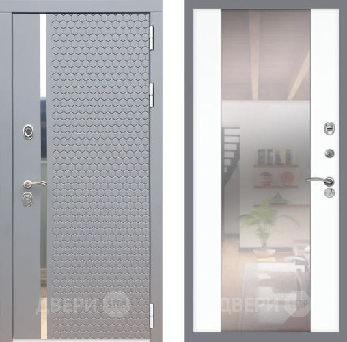 Входная металлическая Дверь Рекс (REX) 24 СБ-16 Зеркало Силк Сноу в Дубне