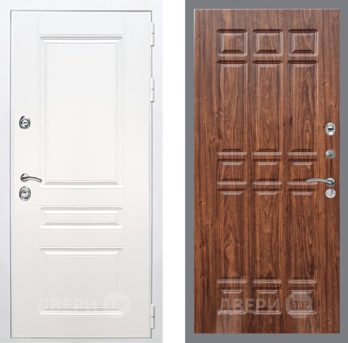 Входная металлическая Дверь Рекс (REX) Премиум-н Силк Сноу FL-33 орех тисненый в Дубне