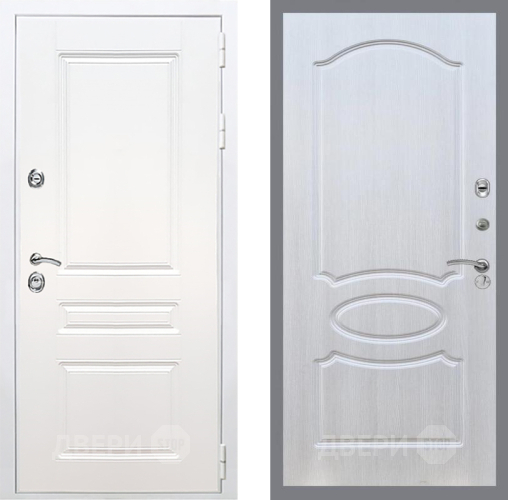 Входная металлическая Дверь Рекс (REX) Премиум-н Силк Сноу FL-128 Лиственница беж в Дубне