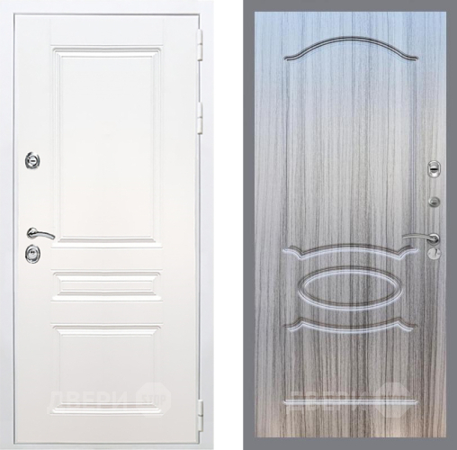 Входная металлическая Дверь Рекс (REX) Премиум-н Силк Сноу FL-128 Сандал грей в Дубне