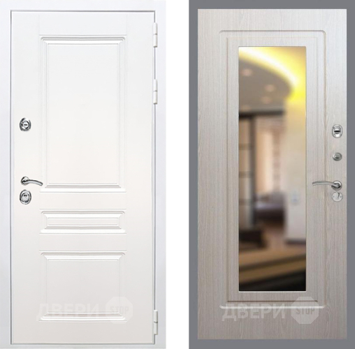 Входная металлическая Дверь Рекс (REX) Премиум-н Силк Сноу FLZ-120 Беленый дуб в Дубне