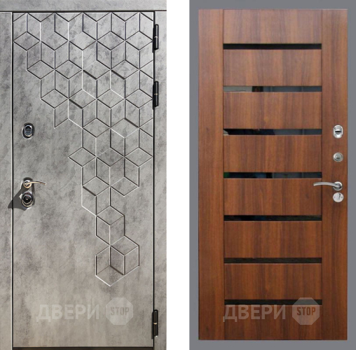 Дверь Рекс (REX) 23 СБ-14 стекло черное Орех бренди в Дубне