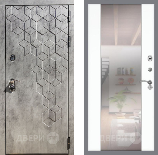 Входная металлическая Дверь Рекс (REX) 23 СБ-16 Зеркало Силк Сноу в Дубне