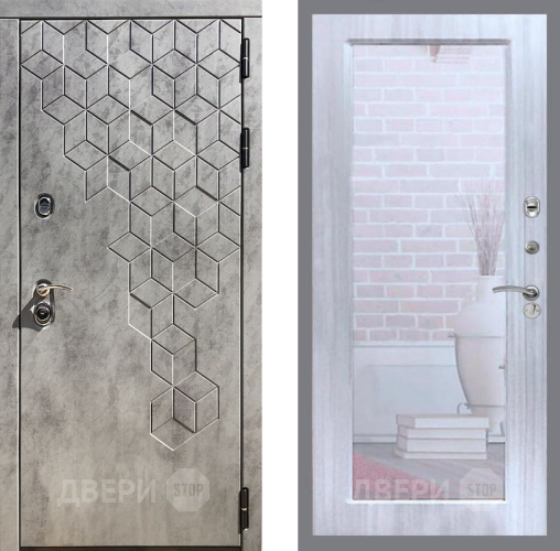 Входная металлическая Дверь Рекс (REX) 23 Зеркало Пастораль Сандал белый в Дубне