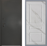 Дверь Заводские двери Эталон 3к антик серебро Стокгольм Мрамор белый 860х2050 мм